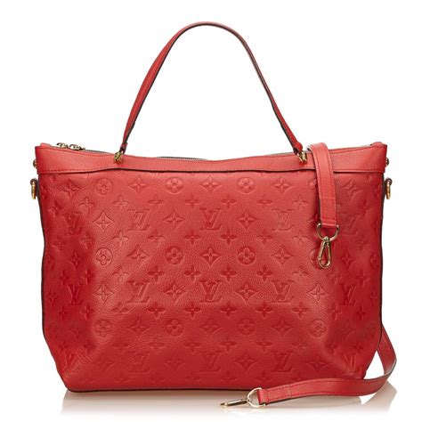 lv red leather bag